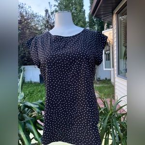 Black Label Sleeveless Black top with White Polka Dots Size Medium